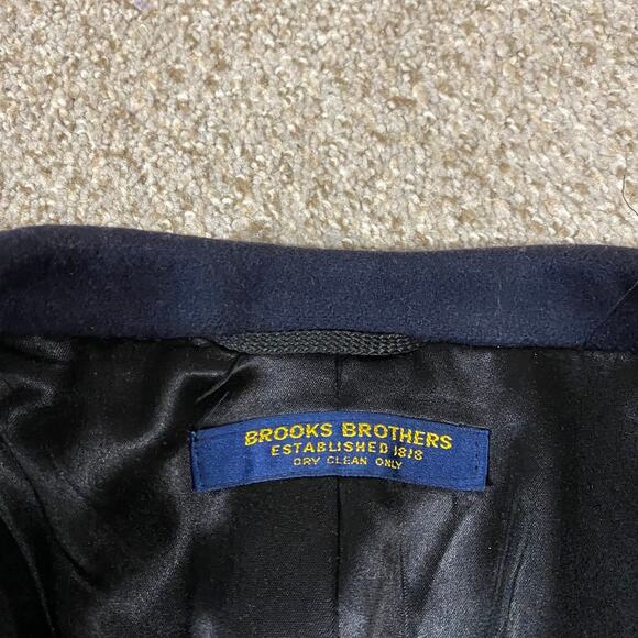 VTG Brooks Brothers Coat Mens 45R Wool Overcoat Car Jacket Navy Preppy Trench - Picture 2 of 12
